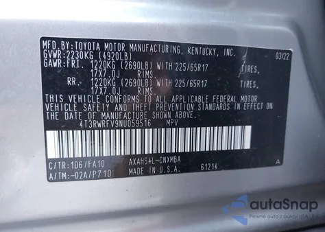 2022 Toyota Rav4 Hybrid Xle z USA, uszkodzony, nr VIN 4T3RWRFV9NU059516